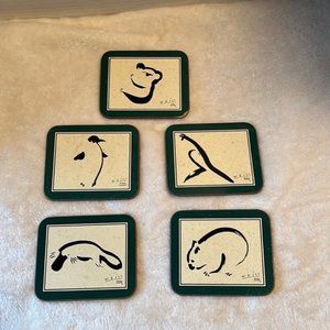 5 WEISS ART AUSTRALIA FAUNA CORK BACKED COASTERS JASON PRODUCTS LTD.